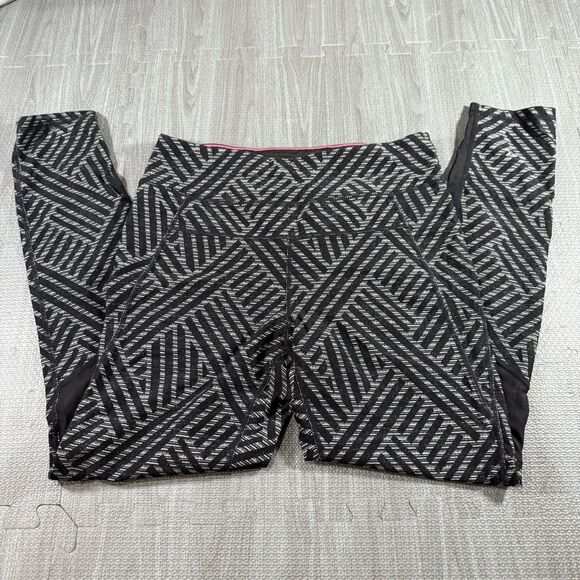 Calvin Klein Performance Wick Leggings Medium Geometric Black Gray Mesh - Picture 1 of 6